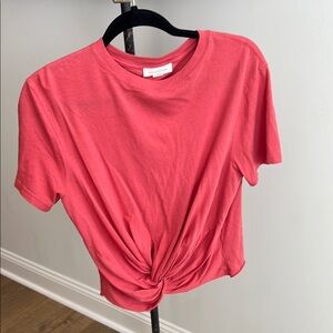 Treasure & Bond Salmon Knotted Front Short Sleeve Tee
